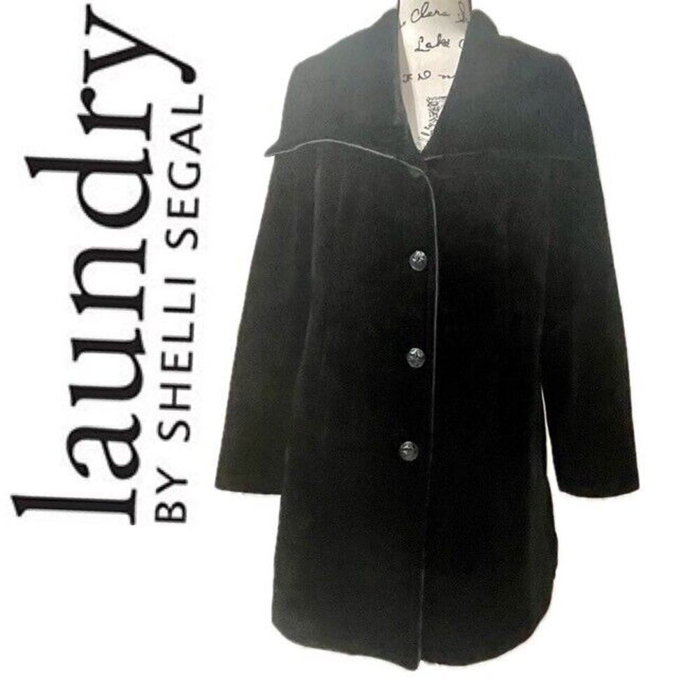 LAUNDRY BY SHELLI‎ SEGAL COAT BLAZER BLACK VELVET SZ L SOPHISTICATED WHIMSIGOTH